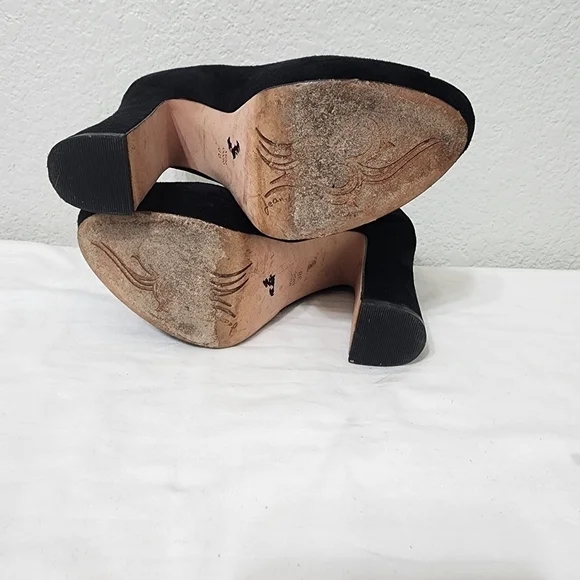Jean-Michel Cazabat Black Suede Peep Toe Heels Size 38/8 - Picture 2 of 11